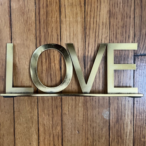 Love Sign Statue Figurine Gold Brass Pop Art Fairycore Grunge Home Decor Peace - Picture 1 of 8